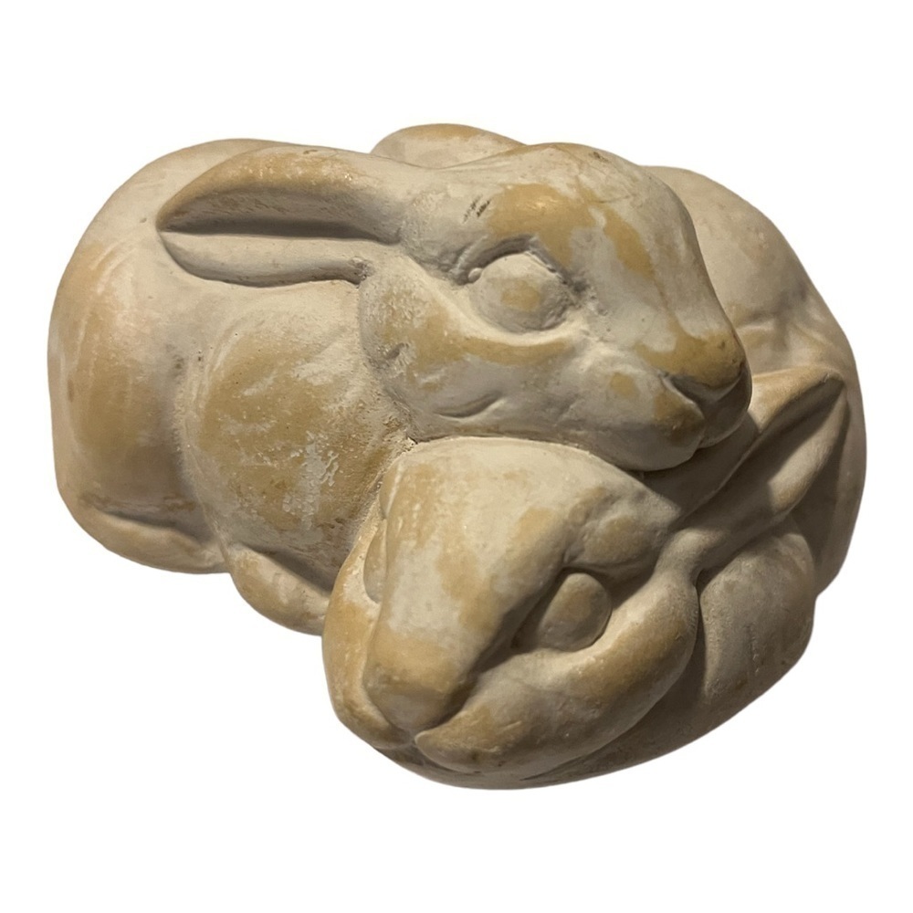 Bunnies snuggled together Easter-Year of the rabbit patio garden nursery gift 5”